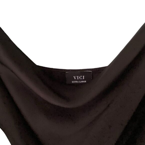 Vici Treat Satin Cowl Neck Romper in Black Size Extra Large - Picture 10 of 11